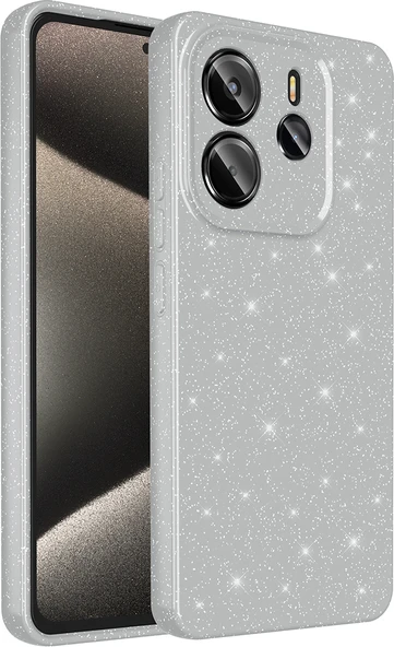 Redmi Note 14 5g Kılıf Kamera Korumalı Simli Lüks Mnc Koton Kapak - Gümüş ürün görseli 1