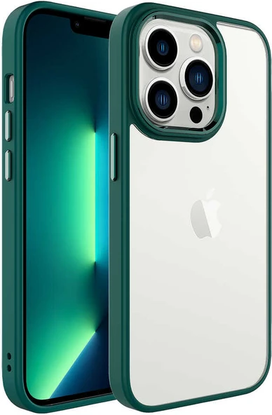 iPhone 14 Pro Max Uyumlu Mnc Krom Kapak-Koyu Yeşil ürün görseli 1