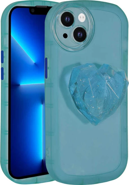 iPhone 13 Uyumlu Kamera Korumalı Pop Soketli Renkli Mnc Ofro Kapak-Mavi ürün görseli 1