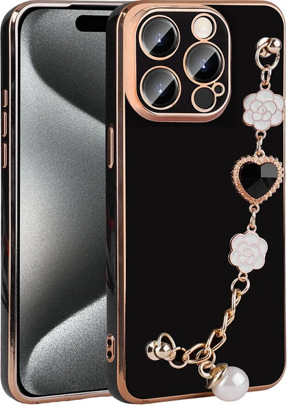 Apple iPhone 15 Pro Max Kılıf El Tutamaçlı Kamera Korumalı Mnc Taka Silikon Kapak-Siyah ürün görseli 1