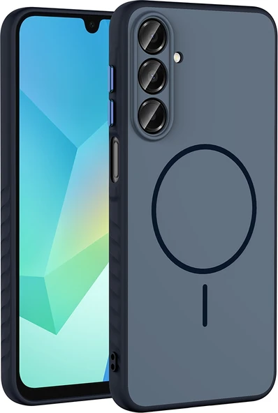 Rengareng Galaxy A16 Kılıf M-Safe Şarj Özellikli Zore Tea Kapak - Lacivert ürün görseli 1