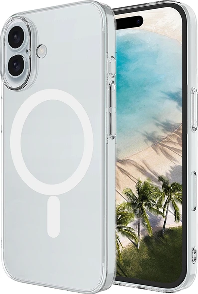 Rengareng iPhone 17 Kılıf Ic Çipli M-Safe Şarj Özellikli Şeffaf Kamera Çerçeveli Zore Toledo Kapak - Şeffaf ürün görseli 1