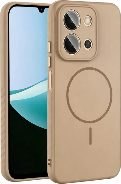 Rengareng Redmi 15C Kılıf M-Safe Şarj Özellikli Zore Tea Kapak - Gold ürün görseli 1