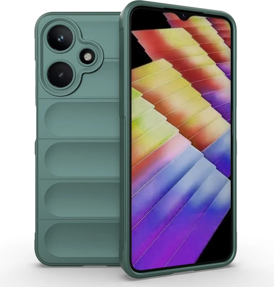 Infinix Hot 30I Kılıf Esnek Tpu Oyuklu Arka Yüzey Tasarımlı Mnc Etnik Silikon Kapak - Koyu Yeşil ürün görseli 1