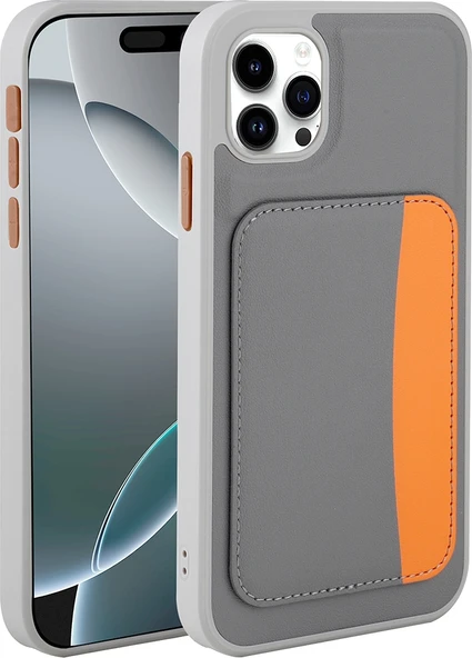 Rengareng iPhone 11 Kılıf Kartlıklı Zore X-Kart Silikon Kapak - Koyu Gri ürün görseli 1