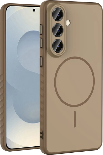 Rengareng Galaxy A57 Kılıf M-Safe Şarj Özellikli Zore Tea Kapak - Gold ürün görseli 1