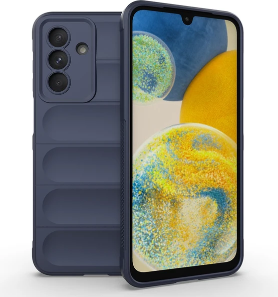 Rengareng Galaxy A56 Kılıf Esnek Tpu Oyuklu Arka Yüzey Tasarımlı Zore Etnik Silikon Kapak - Lacivert ürün görseli 1