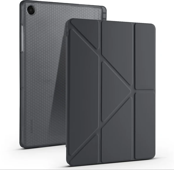 Rengareng Galaxy Tab A11 Plus Kılıf Zore Tri Folding Kalem Bölmeli Standlı Kılıf - Siyah ürün görseli 1
