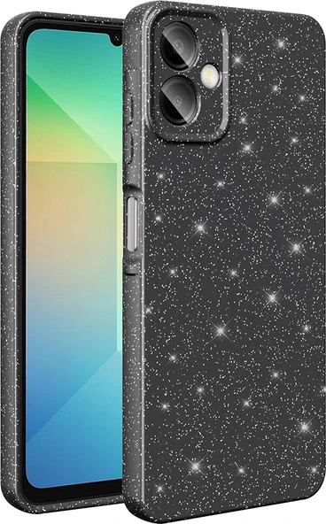 Galaxy A06 Kılıf Kamera Korumalı Simli Lüks Mnc Koton Kapak - Siyah ürün görseli 1