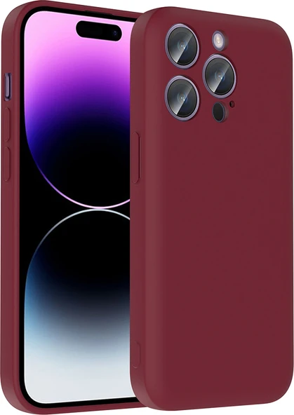 iPhone 14 Pro Kılıf Kamera Korumalı Kartlık Hazneli Mnc Vitra Kapak - Mürdüm ürün görseli 1