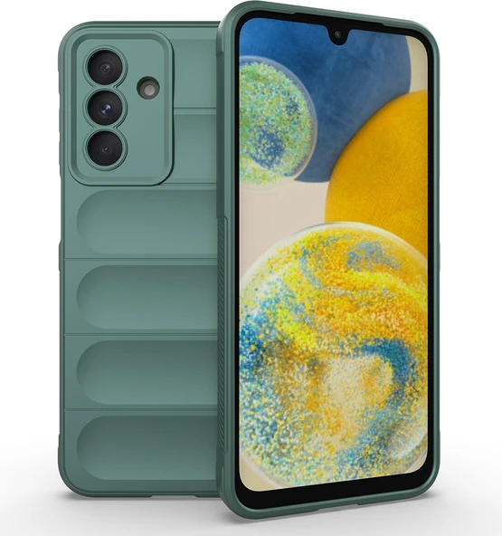 Rengareng Galaxy A26 Kılıf Esnek Tpu Oyuklu Arka Yüzey Tasarımlı Zore Etnik Silikon Kapak - Koyu Yeşil ürün görseli 1