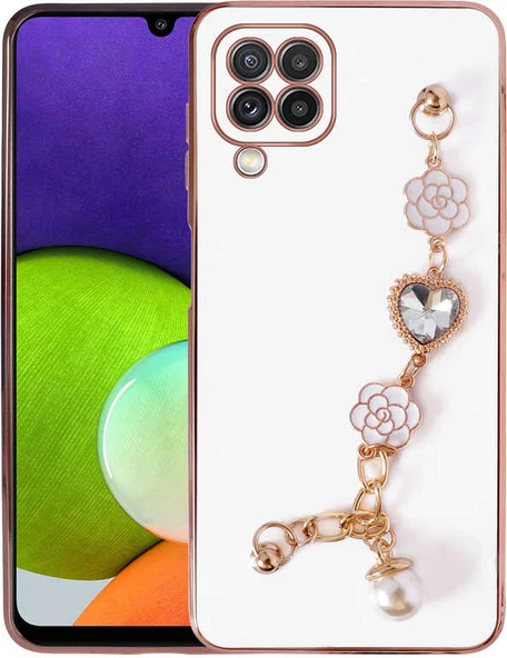 Galaxy A22 4g Kılıf El Tutamaçlı Kamera Korumalı Mnc Taka Silikon Kapak-Beyaz ürün görseli 1