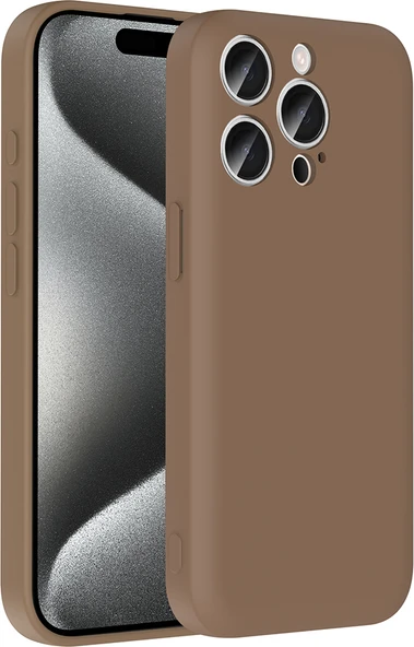 iPhone 15 Pro Kılıf Kamera Korumalı Kartlık Hazneli Mnc Vitra Kapak - Kahverengi ürün görseli 1