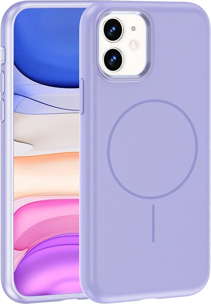 Rengareng iPhone 11 Kılıf M-Safe Şarj Özellikli Metal Kamera Çerçeveli Zore Edi Silikon Kapak - Lila ürün görseli 1
