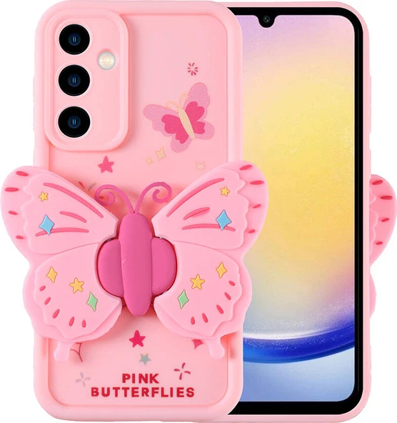 Galaxy A25 Kılıf Kamera Korumalı Figür Tasarımlı Mnc Kapya Kapak-Pembe Açık ürün görseli 1