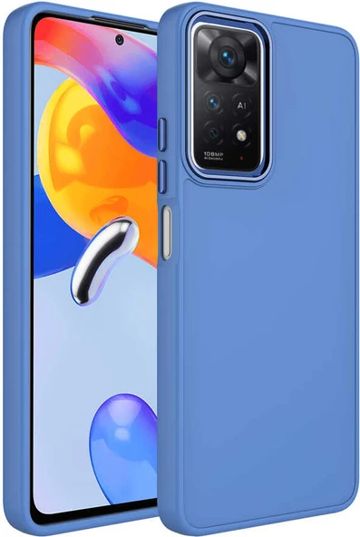 Xiaomi Redmi Note 11S Global Kılıf Metal Çerçeve ve Buton Tasarımlı Silikon Mnc Luna Kapak-Lavendery Gray ürün görseli 1