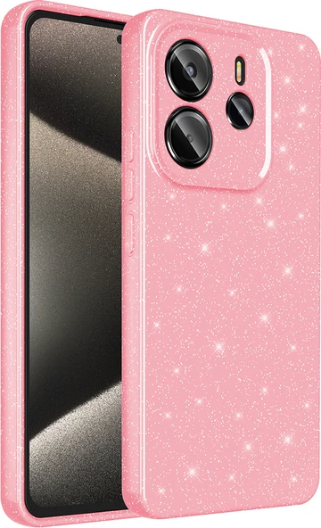 Redmi Note 14 Kılıf Kamera Korumalı Simli Lüks Mnc Koton Kapak - Açık Pembe ürün görseli 1