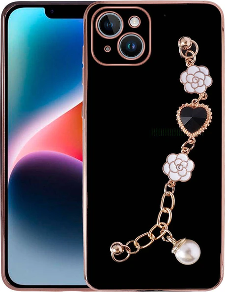 Apple iPhone 15 Kılıf El Tutamaçlı Kamera Korumalı Mnc Taka Silikon Kapak-Siyah ürün görseli 1