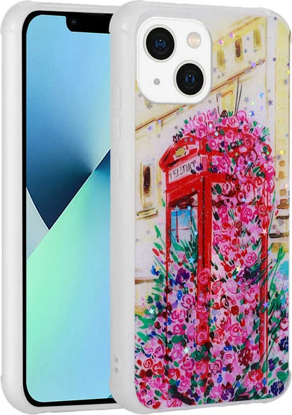 iPhone 13 Uyumlu Simli Desenli Kamera Korumalı Parlak Mnc Popy Kapak-Kulübe ürün görseli 1