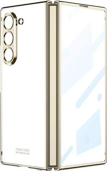 Galaxy Z Fold 6 Kılıf Mnc Full Camlı Kıpta Kapak-Gold ürün görseli 1