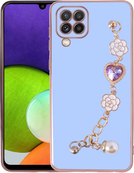 Galaxy M32 Kılıf El Tutamaçlı Kamera Korumalı Mnc Taka Silikon Kapak-Mor ürün görseli 1