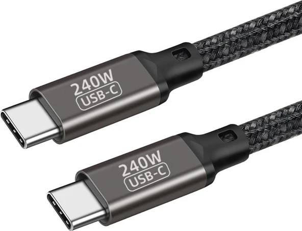 Rengareng Siyah QG02 Type-C To Type-C Pd3.1 Data Kablosu 240W 480MBPS 0.5 Metre ürün görseli 1