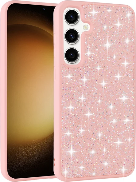 Galaxy S24 Fe Kılıf Parlak Taşlı Tasarım Mnc Pırlanta Kapak - Pembe ürün görseli 1