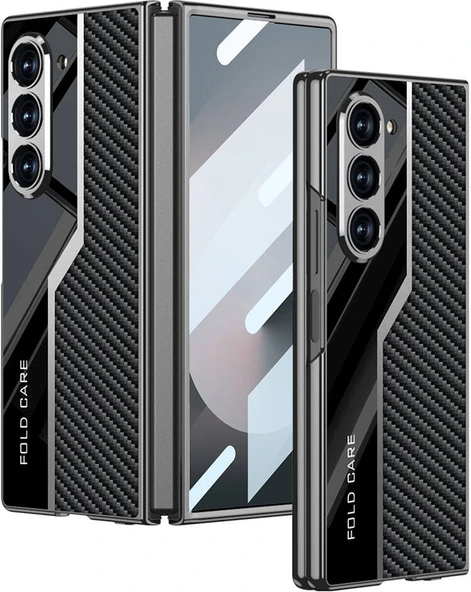 Galaxy Z Fold 6 Kılıf Ultra Ince Kamera Korumalı Pc + Karbon Fiber Tasarımlı Arka Yüzey Mnc Kıpta P ürün görseli 1