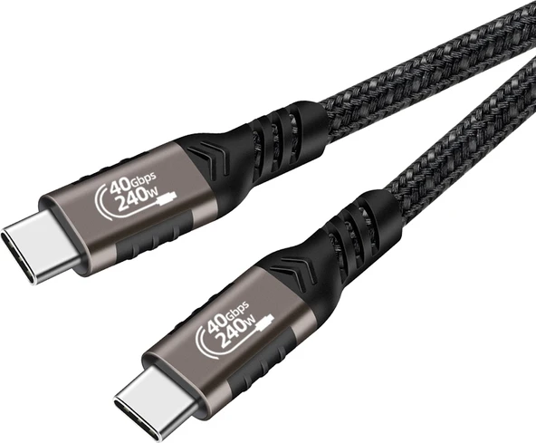 Rengareng Siyah QG01 Type-C To Type-C Usb4 Pd Data Kablosu 240W 40GBPS 8K@60Hz 1 Metre ürün görseli 1