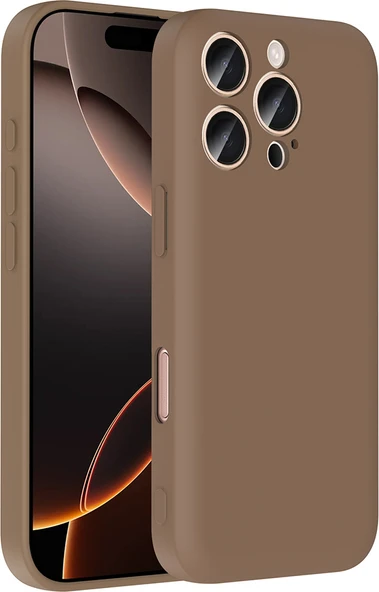 iPhone 16 Pro Max Kılıf Kamera Korumalı Kartlık Hazneli Mnc Vitra Kapak - Kahverengi ürün görseli 1