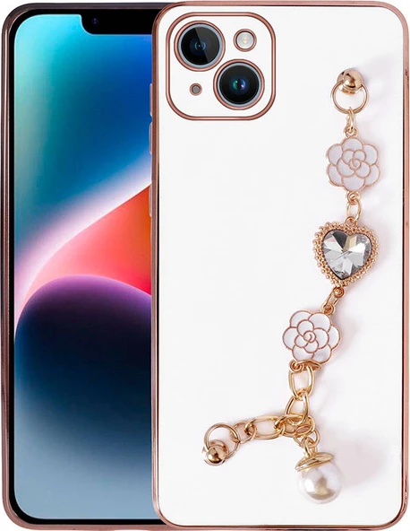 Apple iPhone 15 Kılıf El Tutamaçlı Kamera Korumalı Mnc Taka Silikon Kapak-Beyaz ürün görseli 1