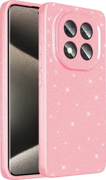 Redmi Note 14 Pro Plus Kılıf Kamera Korumalı Simli Lüks Mnc Koton Kapak - Açık Pembe ürün görseli 1
