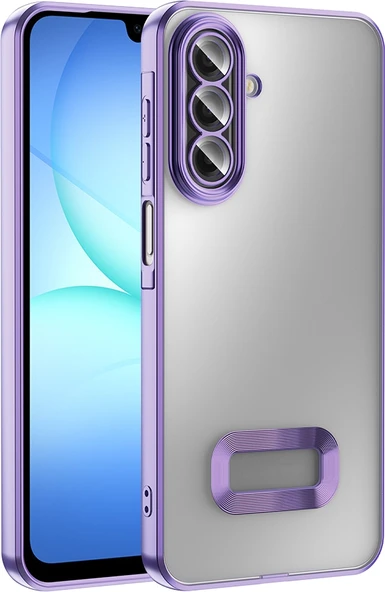 Rengareng Galaxy A17 Kılıf Kamera Korumalı Logo Gösteren Zore Omega Kapak - Lila ürün görseli 1