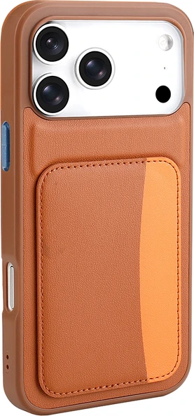 Rengareng iPhone 17 Pro Kılıf Kartlıklı Zore X-Kart Silikon Kapak - Kahverengi ürün görseli 1