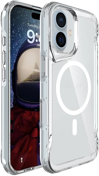Apple iPhone 16 Plus Kılıf Mnc Magsafe Şarj Özellikli T-Max Magsafe Kapak-Şeffaf ürün görseli 1