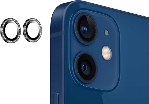 iPhone 12 Uyumlu Mnc Cl-06 Kamera Lens Koruyucu-Siyah ürün görseli 1