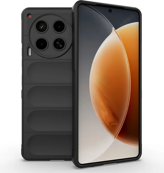 Tecno Camon 30 4g Kılıf Esnek Tpu Oyuklu Arka Yüzey Tasarımlı Mnc Etnik Silikon Kapak - Siyah ürün görseli 1