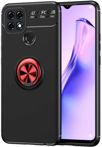 Oppo A15S Kılıf Mnc Ravel Silikon Kapak-Siyah-Kırmızı ürün görseli 1