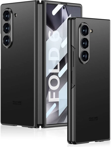Galaxy Z Fold 6 Kılıf Titanyum Metal Tasarımlı Mnc Kıpta Caz Kapak-Siyah ürün görseli 1