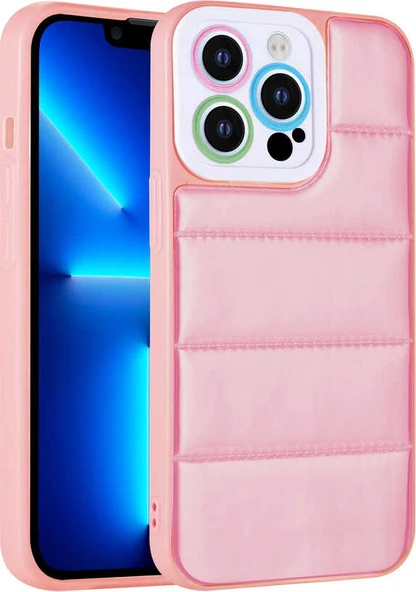iPhone 13 Pro Uyumlu Kamera Korumalı Airbagli Renkli Mnc Seksek Kapak-Pembe ürün görseli 1