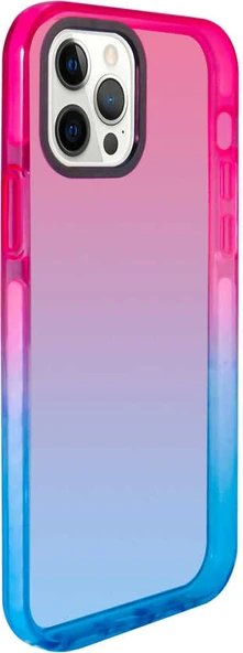 iPhone 13 Pro Max Kılıf Mnc Renkli Punto Kapak-Pembe-Mavi ürün görseli 1