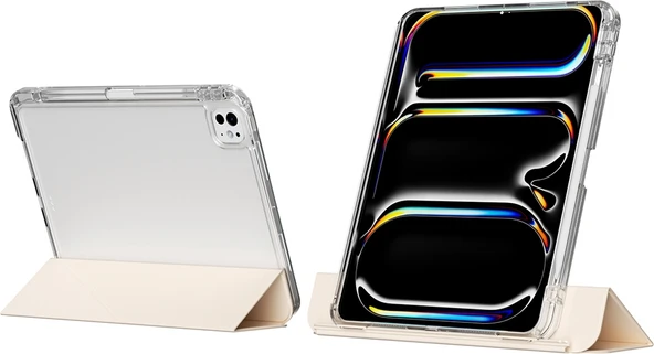 Rengareng iPad Air 13 2025 M3 Kılıf Magnetik Ayrılabilen Airbagli Zore Sliding Tablet Kılıfı - Gold ürün görseli 1