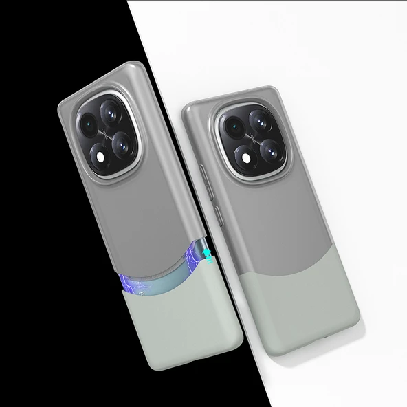 Redmi Note 14 Pro Plus Kılıf Mıknatıslı Mnc Duble Kapak - Gri ürün görseli 1