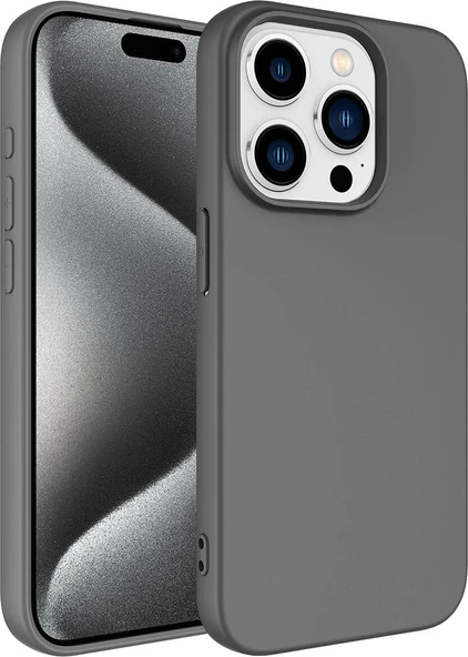 iPhone 15 Pro Uyumlu Mnc Lsr Laaakan Kapak-Koyu Gri ürün görseli 1
