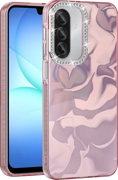 Rengareng Galaxy A17 Kılıf Airbagli Parlak Taş Detay Tasarımlı Zore Esila Kapak - Pembe ürün görseli 1