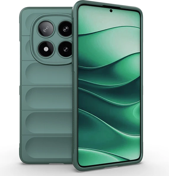 Redmi Note 14 Pro 4g Kılıf Esnek Tpu Oyuklu Arka Yüzey Tasarımlı Mnc Etnik Silikon Kapak - Koyu Yeş ürün görseli 1