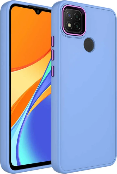 Xiaomi Redmi 9c Kılıf Metal Çerçeve ve Buton Tasarımlı Silikon Mnc Luna Kapak-Lila ürün görseli 1