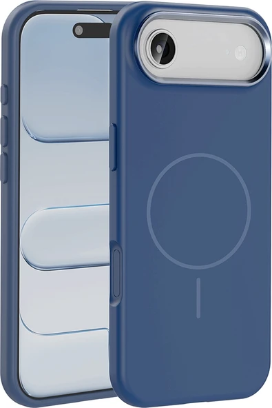 Rengareng iPhone 17 Air Kılıf M-Safe Şarj Özellikli Metal Kamera Çerçeveli Mnc Edi Silikon Kapak - Lacivert ürün görseli 1