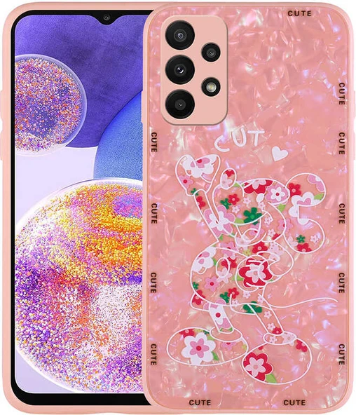 Galaxy A33 5g Kılıf Desenli Sert Silikon Mnc Mumila Kapak-Pink Mouse ürün görseli 1