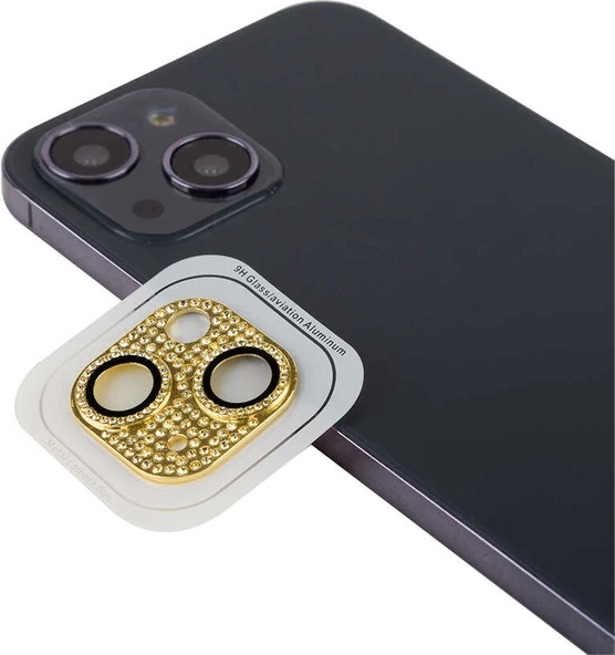 iPhone 13 Mini Uyumlu Mnc Cl-08 Kamera Lens Koruyucu-Gold ürün görseli 1